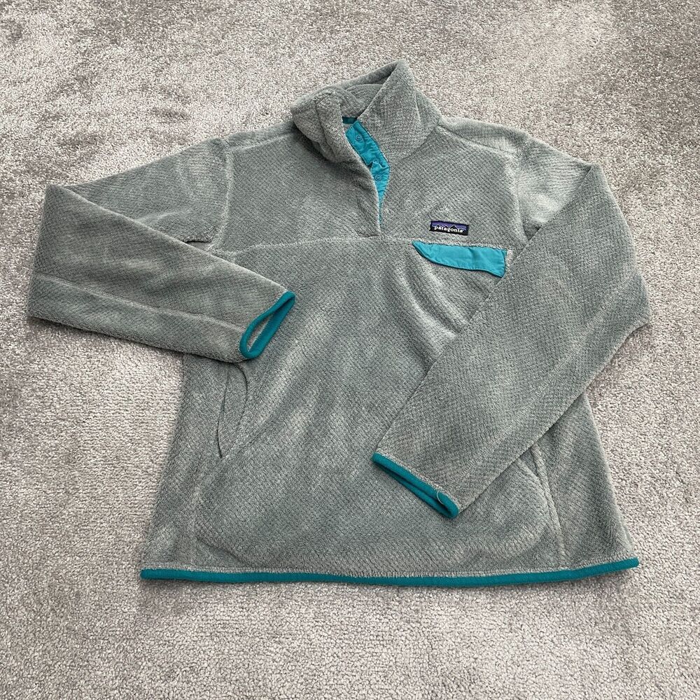 Patagonia Re-Tool Polartec Fleece Jacket Womens Medium Gray 1/4 Snap Outdoor
